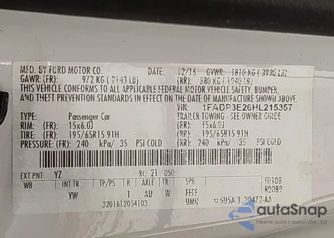 2017 Ford Focus S из США, поврежденный, VIN 1FADP3E26HL215357